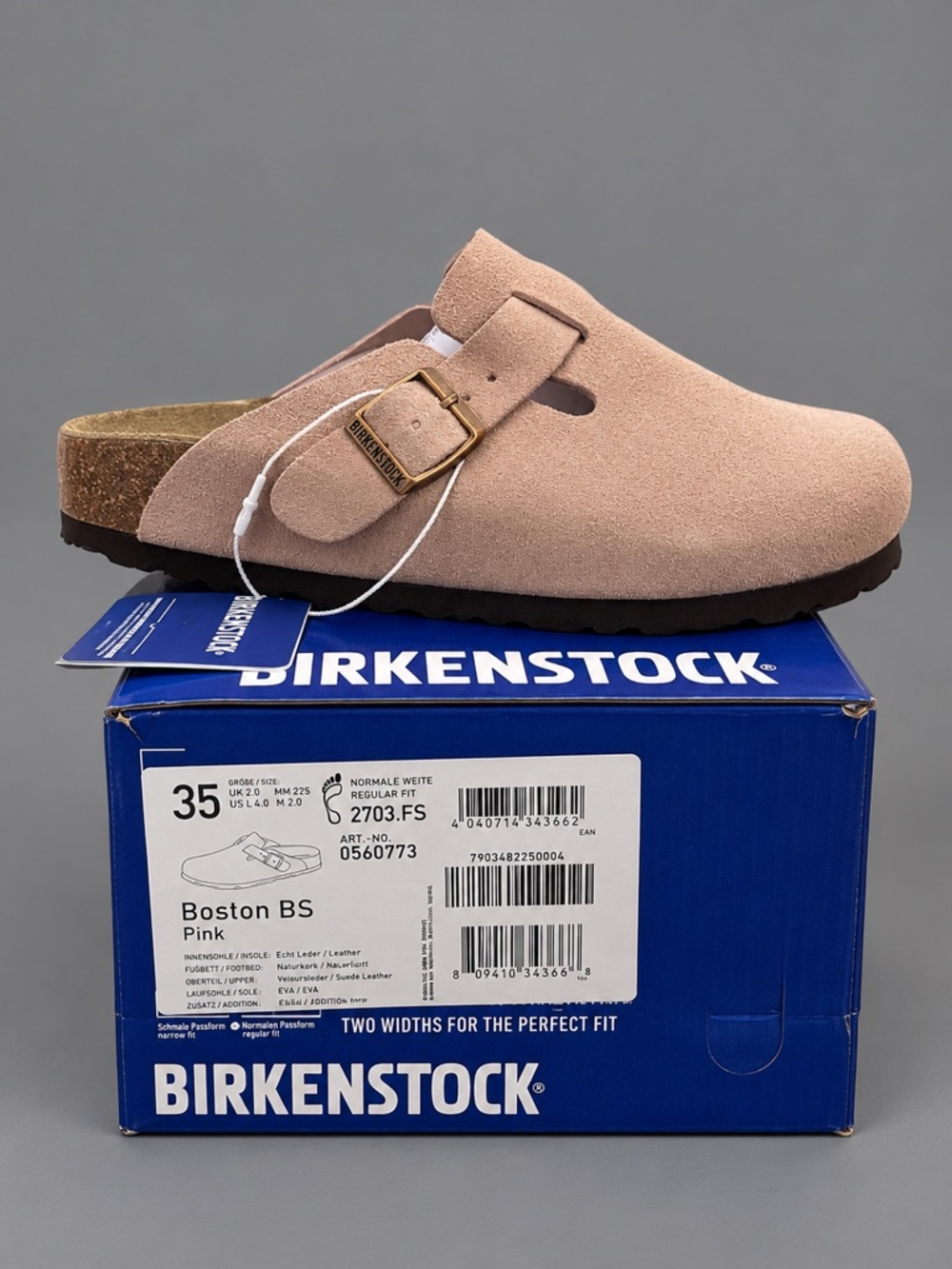 Birkenstock Boston BS Pink Suede Soft Footbed Kids EU 35 NWT